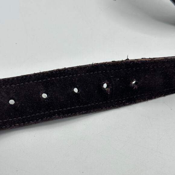 BALLY Suede D-Ring Belt Dark Plum Mauve Sz 105/42 $420 - Picture 5 of 6
